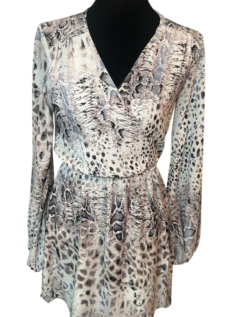 fab'rik Neutral Snake Print Mini Dress